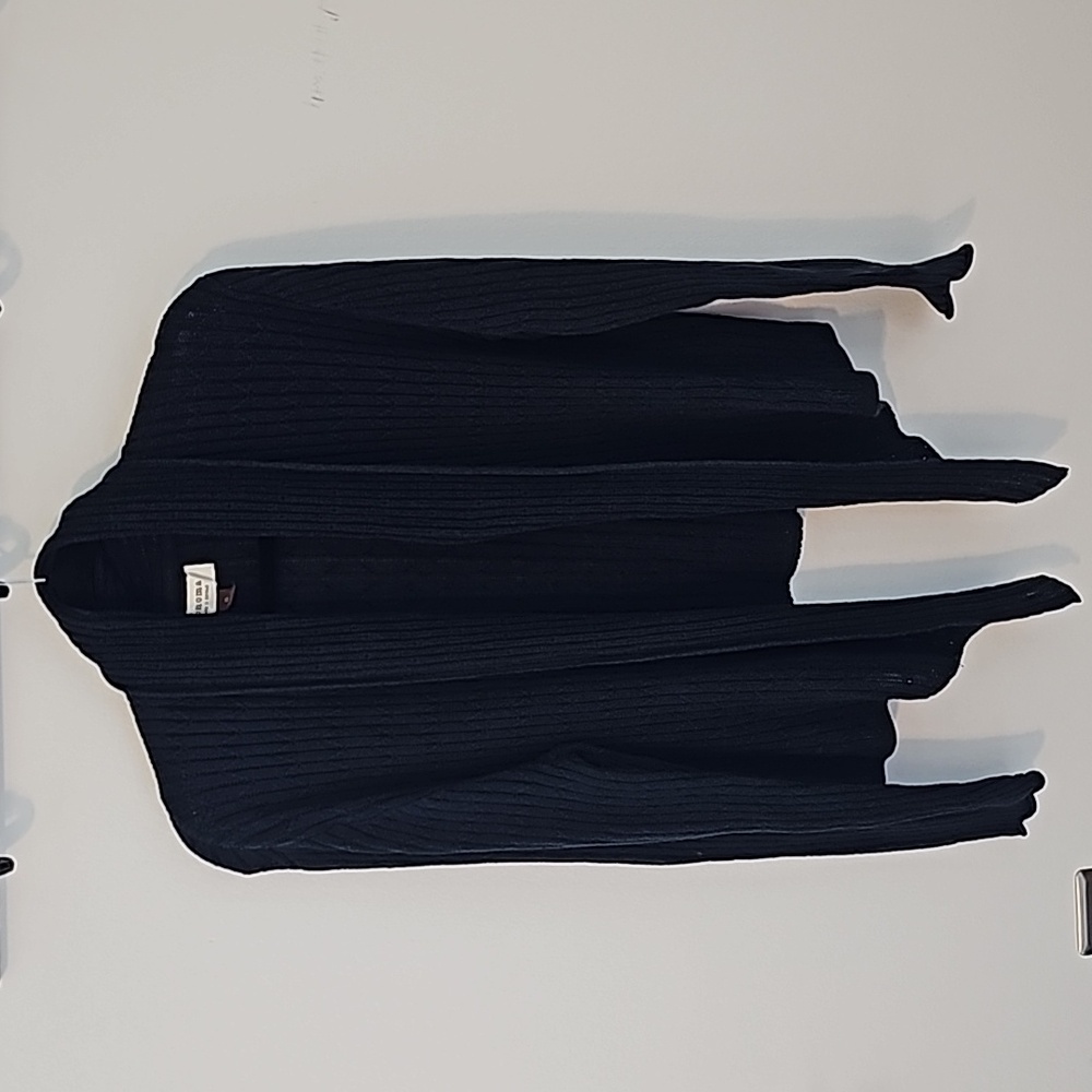 Sonoma Black Open Front Cable Knit Cardigan With Shaw Collar SZ X-Large